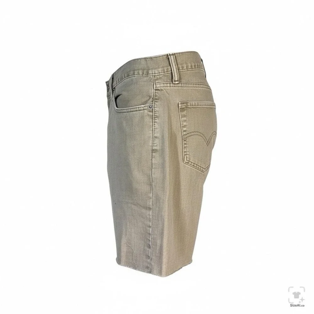 Levis 514 Shorts Mens 34 Beige Bermuda 5 Inseam Denim 5-Pocket Cutoff Raw Hem